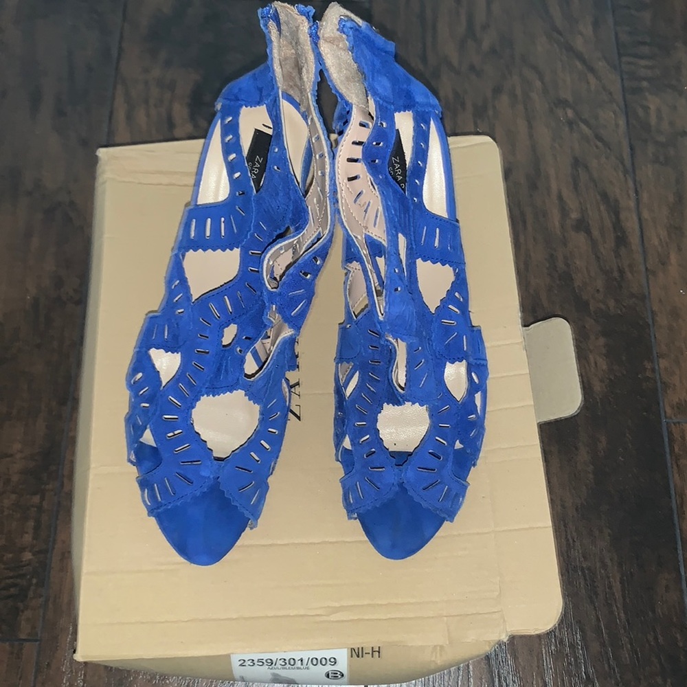 Zara royal blue suede sandals size 9